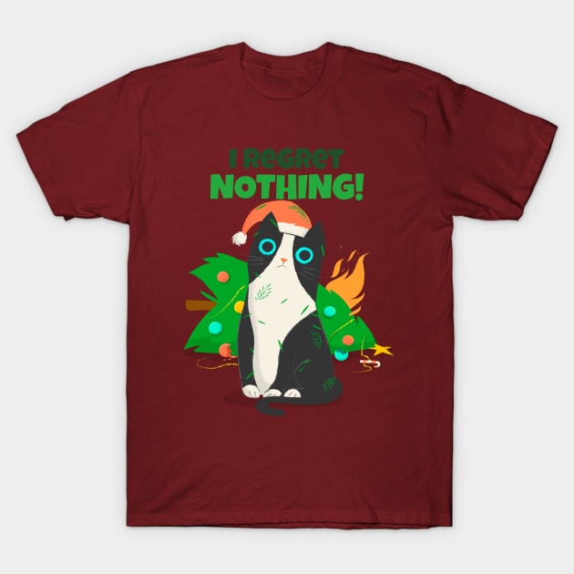 I Regret Nothing / Christmas cat / Cat T-Shirt by Redboy